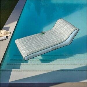 Layered Plaid Inflatable Pool Lounger Float Green/Blue - Hearth & Hand
